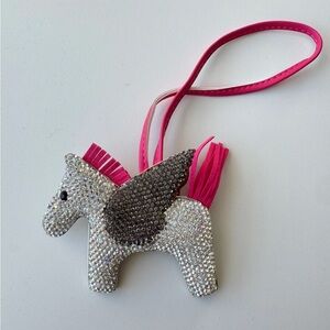 Sparkling Silver and Pink Winged Horse Bag Charm